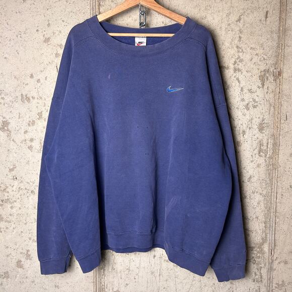 Nike 90s Vintage White Tag Blue Tonal Heavyweight Boxy XXL Crewneck - Picture 1 of 4